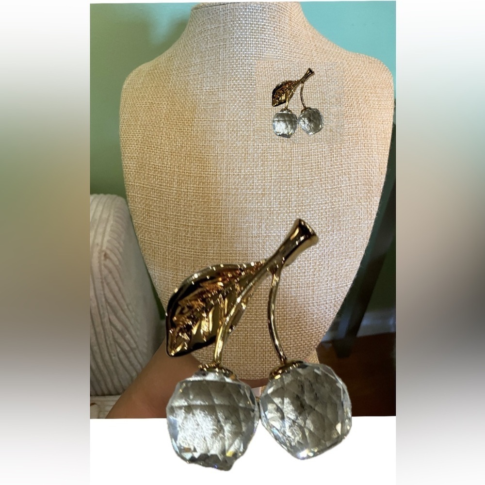 Authentic Swarovski Gold Crystal Cherry Brooch